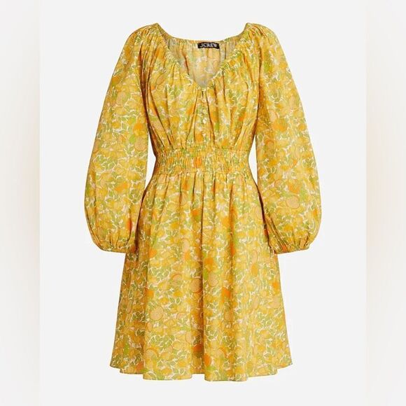 J Crew V-neck Cotton Lawn Mini Dress in Limone Print NWT - Picture 2 of 10